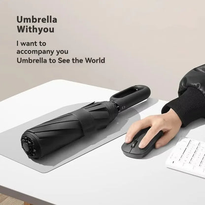 Extra-Large Reinforced Uv-Resistant Windproof Rainproof Fully Automatic Rotating Buckle Folding Umbrella with Double Ribs
