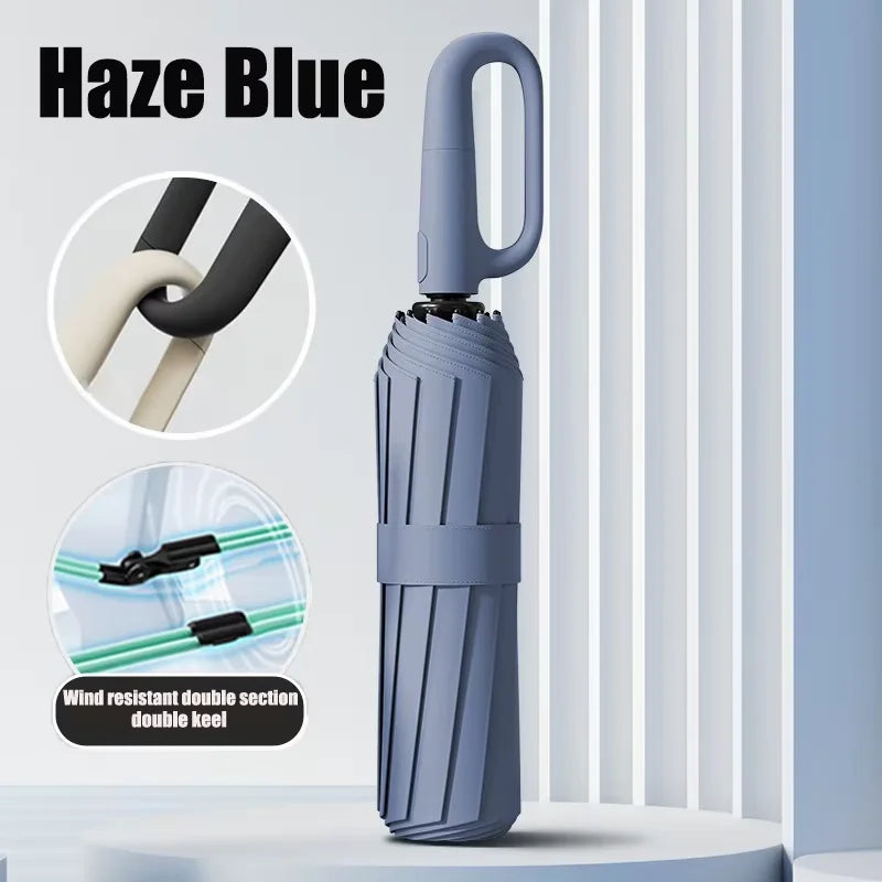 Extra-Large Reinforced Uv-Resistant Windproof Rainproof Fully Automatic Rotating Buckle Folding Umbrella with Double Ribs