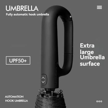 Extra-Large Reinforced Uv-Resistant Windproof Rainproof Fully Automatic Rotating Buckle Folding Umbrella with Double Ribs